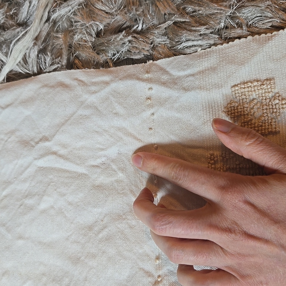 Cream Fringed Embroidered Throw Rug - Picture 8 of 10